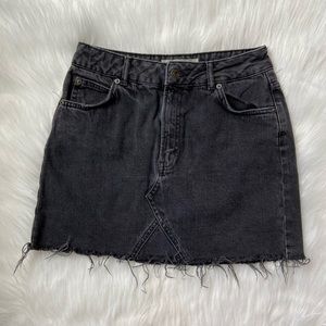 Topshop Moto Black Denim Cutoff Mini Skirt